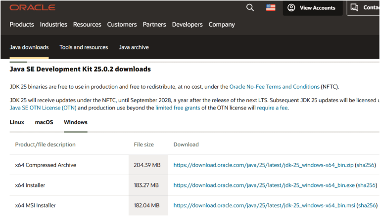 Visit the official Oracle Java download page to download and install JDK.