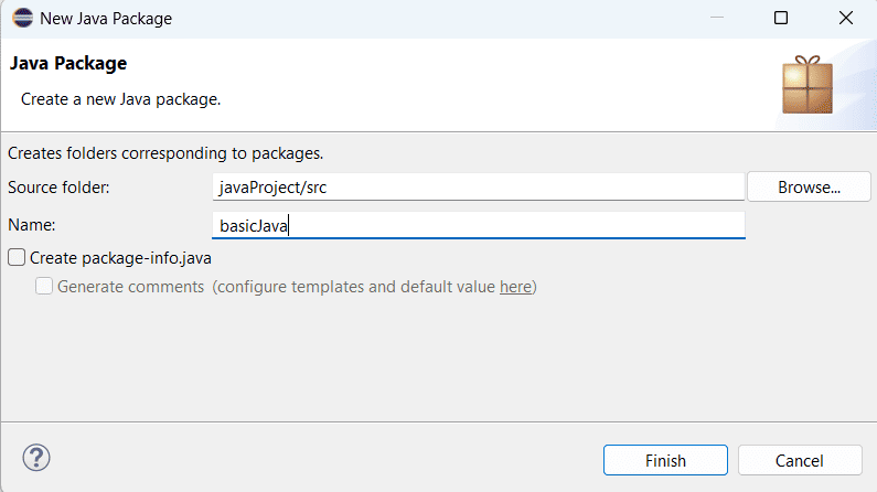 Type the Java package name.