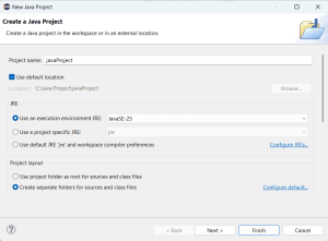 Type the project name in the project name field.