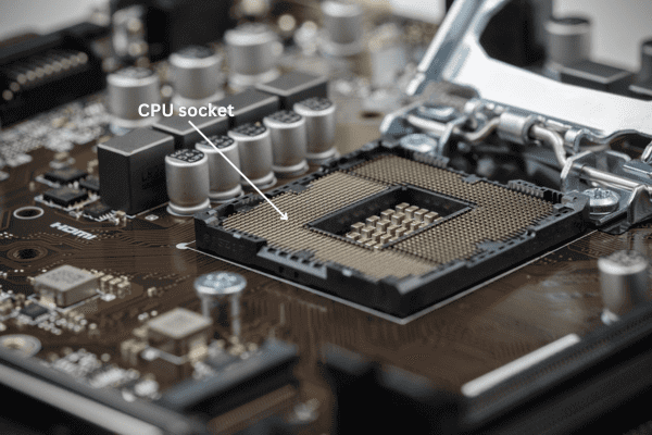 CPU socket on the motherboard
