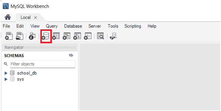Create a new database schema in MySQL Workbench.