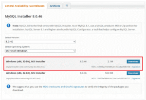 Download MySQL Installer for Windows.