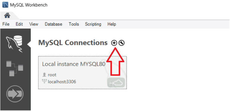 Click on the MySQL connection icon to create a new local connection.