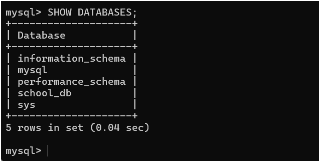Verifying database is created or not.
