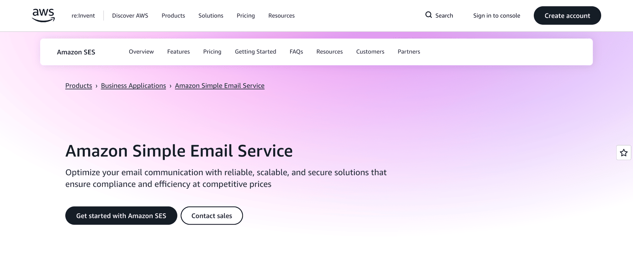 Amazon simple email service